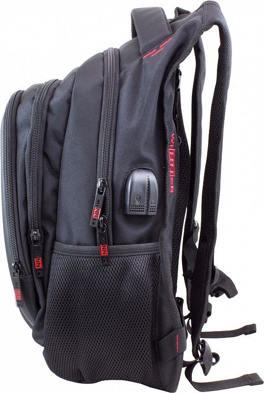 Рюкзак черный со слотом для USB и наушников, несколько видов дизайна   